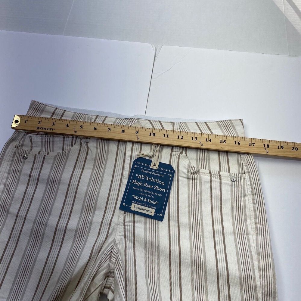 NEW Democracy Shorts Womens Size10 Cream Striped Ab Solution Mom Denim Jean - Picture 6 of 16